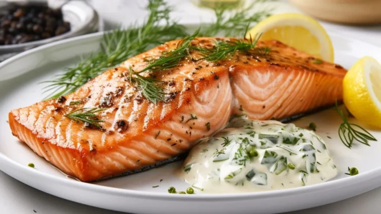 Grilled Salmon with Lemon-Dill Sauce