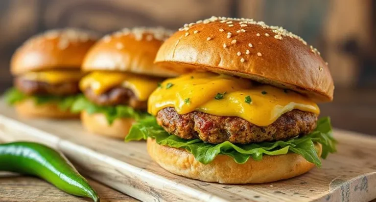 New Mexico Green Chile Cheeseburgers