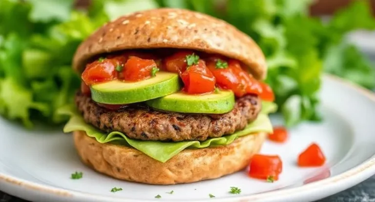 Vegan Burger with Avocado and Salsa