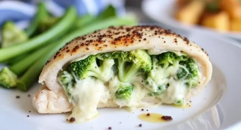Homemade Broccoli and Cheese Stuffed Chicken Breast