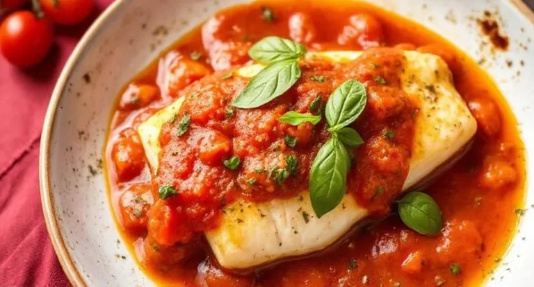 Oven-Roasted Cod with Tomato-Basil Sauce
