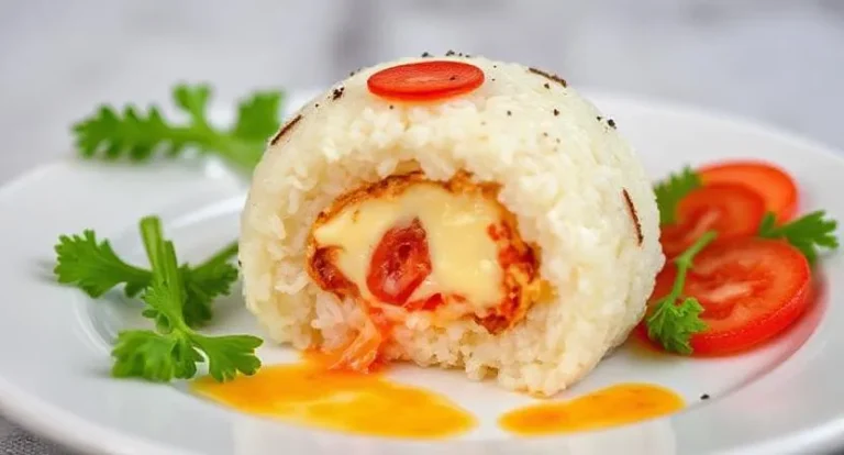 Rice Ball With Cheese And Pepperoni