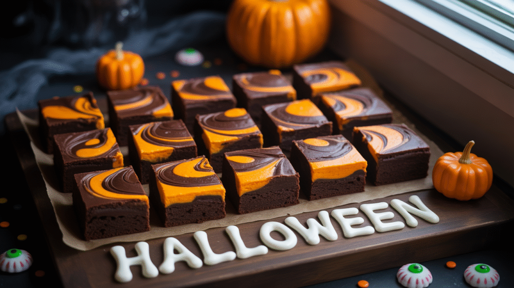 Finished Brownies on a Halloween Platter