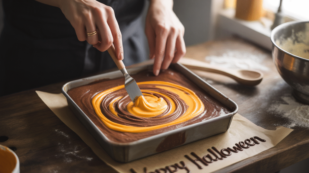 How to Make Halloween Cream Cheese Swirl Brownies