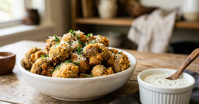 Ultimate Crispy Fried Mushrooms with Herbed Dip