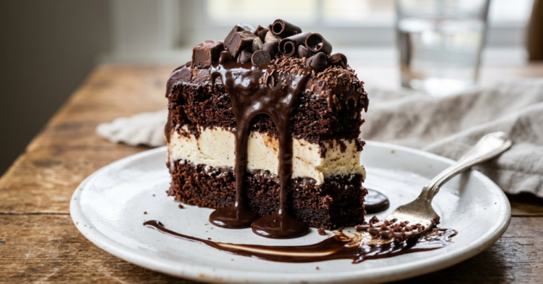 Irresistible Hot Fudge Ice Cream Cake Slice for Any Occasion