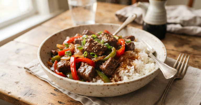 Melt-In-Your-Mouth Crockpot Pepper Steak Recipe