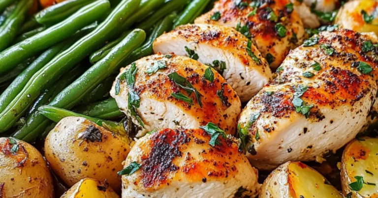 Rustic One Pan Herb Chicken with Baby Potatoes & Green Beans