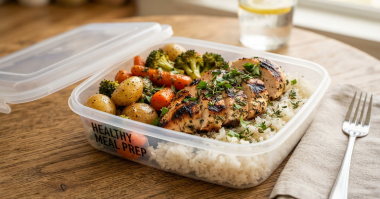 Savory Herb Grilled Chicken Meal Prep Bowls with Garlic Veggies
