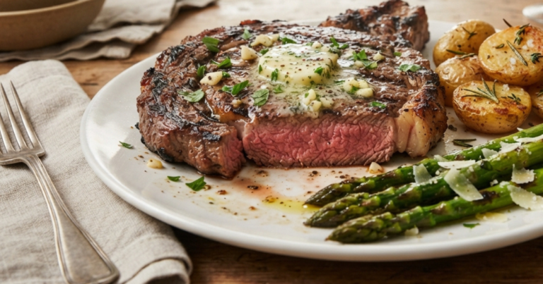 The Ultimate Garlic Herb Steak Dinner with Roasted Potatoes