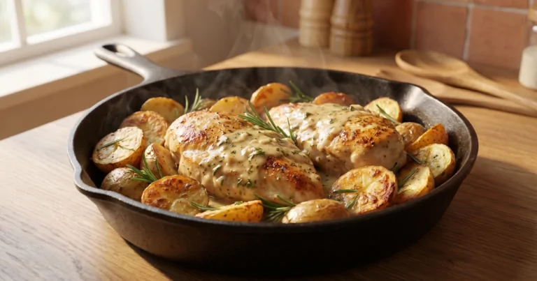Irresistible Creamy Garlic Chicken with Crispy Baby Potatoes