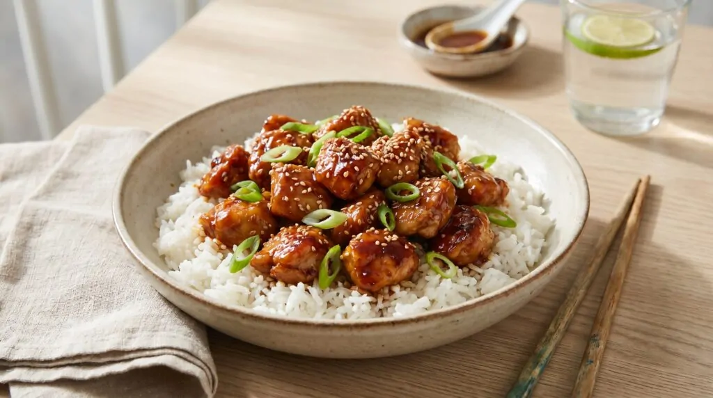 Sticky chicken rice bowls