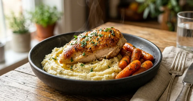 Velvety Herb Mustard Chicken with Classic Comfort Sides