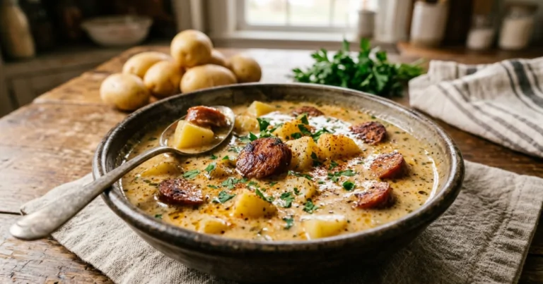 Creamy Cajun Potato Soup with Smoky Andouille Sausage