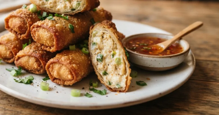 Irresistibly Creamy Green Chile Crab Rangoon Egg Rolls
