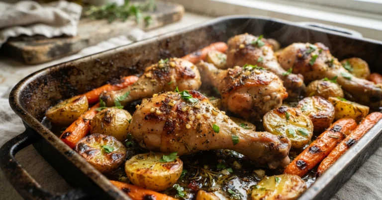 Irresistible One Pan Garlic Herb Chicken Drumsticks with Veggies