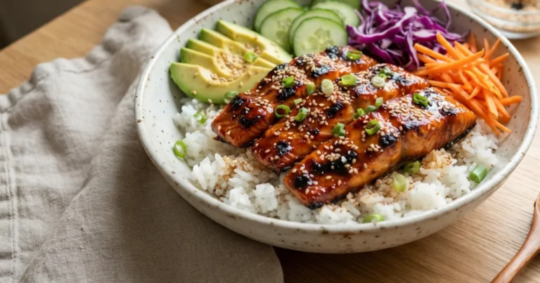 Sweet and Spicy Honey Glazed Salmon Bowl Recipe