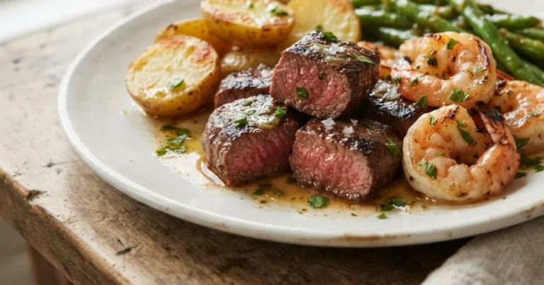 Ultimate Garlic Butter Surf & Turf Bites with Potatoes and Beans