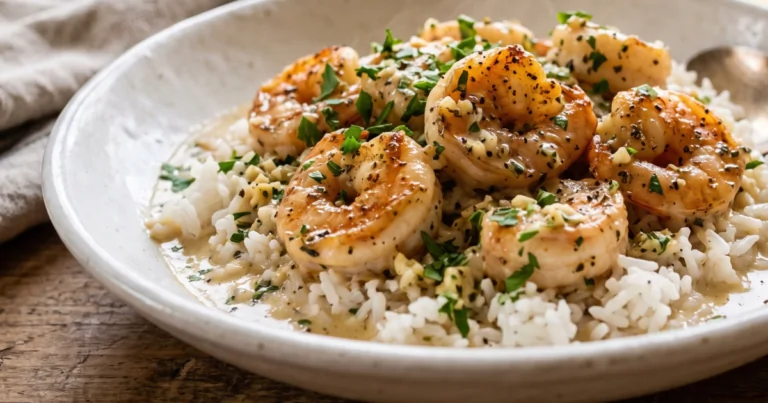 Velvety Garlic Herb Shrimp & Rice That Melts In Your Mouth